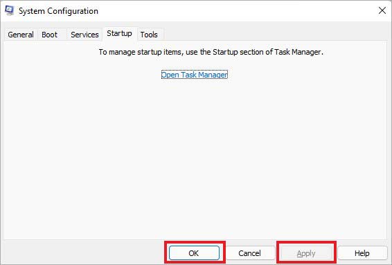 click on ok and apply and perform clean boot on your windows 11 pc