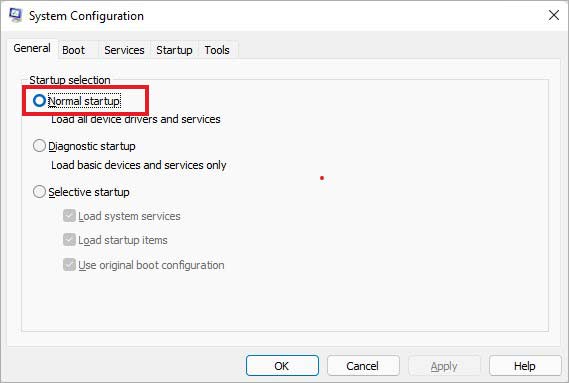 click on normal startup to normal boot your computer after performing clean boot