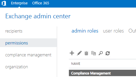 Exchange admin center