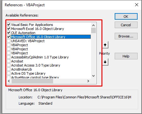 deseleccionar las referencias que faltan