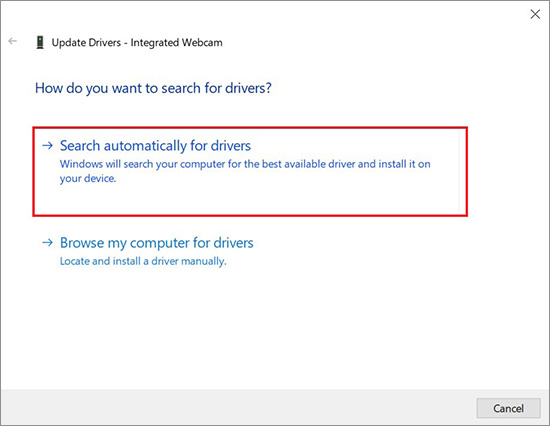 search for drivers automatically