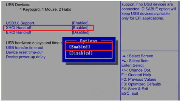 enable xhci mode to fix the usbxhci.sys blue screen error