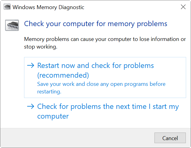 windows memory Diagnostic
