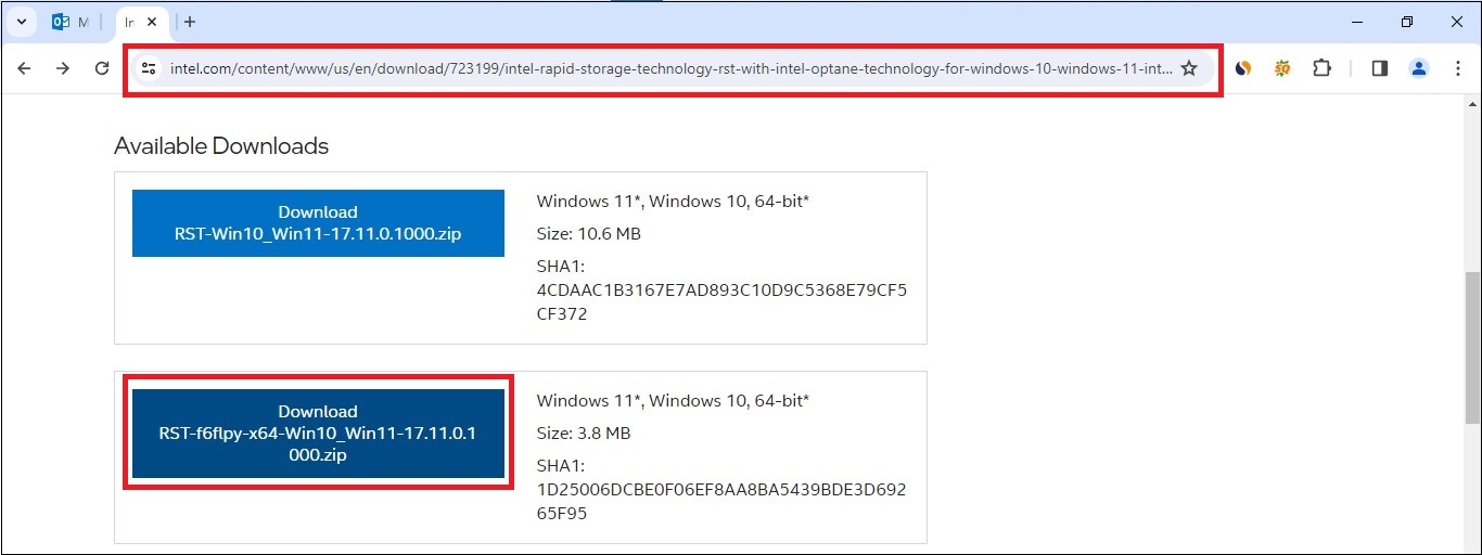 download the intel rapid storage technology drivers