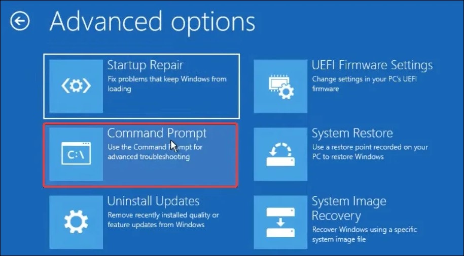 open command prompt to execute commands to fix the no device drivers were found error message