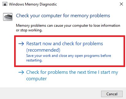 run windows memory diagnostics to fix the UNEXPECTED STORE EXCEPTION error