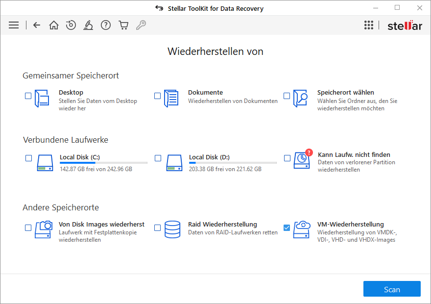 Datenrettung für virtuelle Maschinen