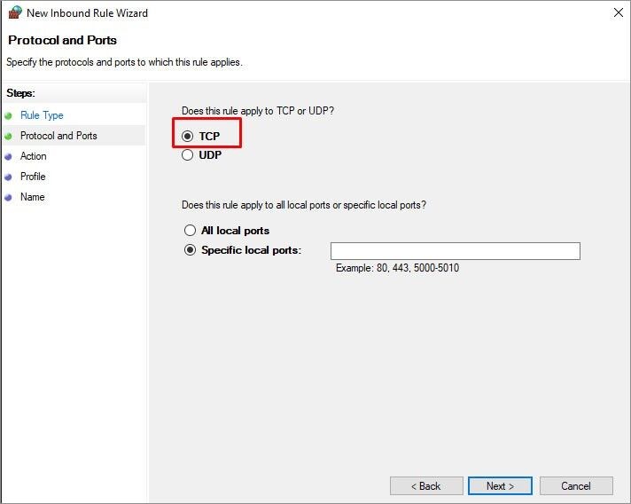 Selecting TCP