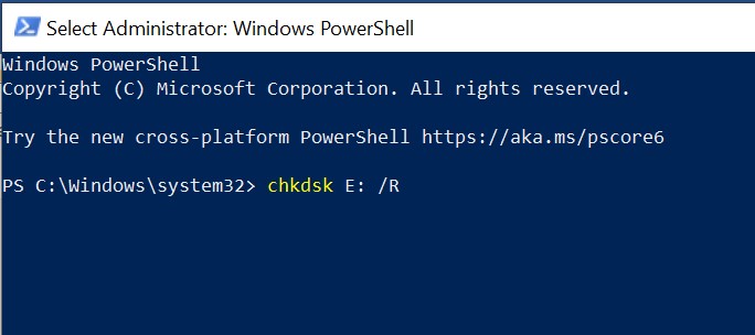 run chkdsk command