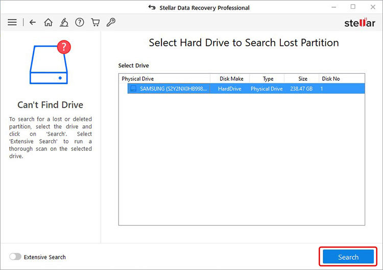 click on the drive to look for the gpt protective partition