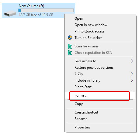 format the external hard drive