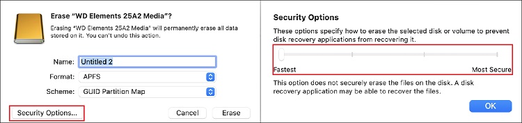 security options in disk utility on mac