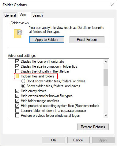 show hidden files