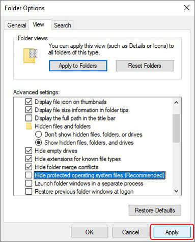 Apply the settings to access system volume information folder in windows