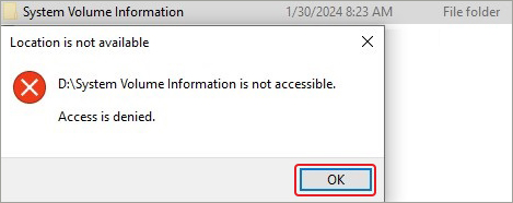 system volume information is inaccessible