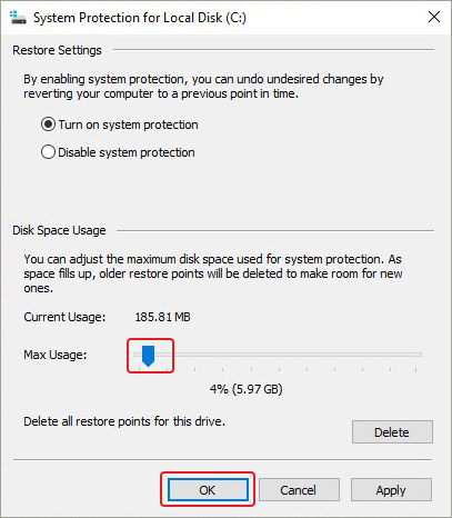 change the disk space usage to reduce the size of the system volume information folder