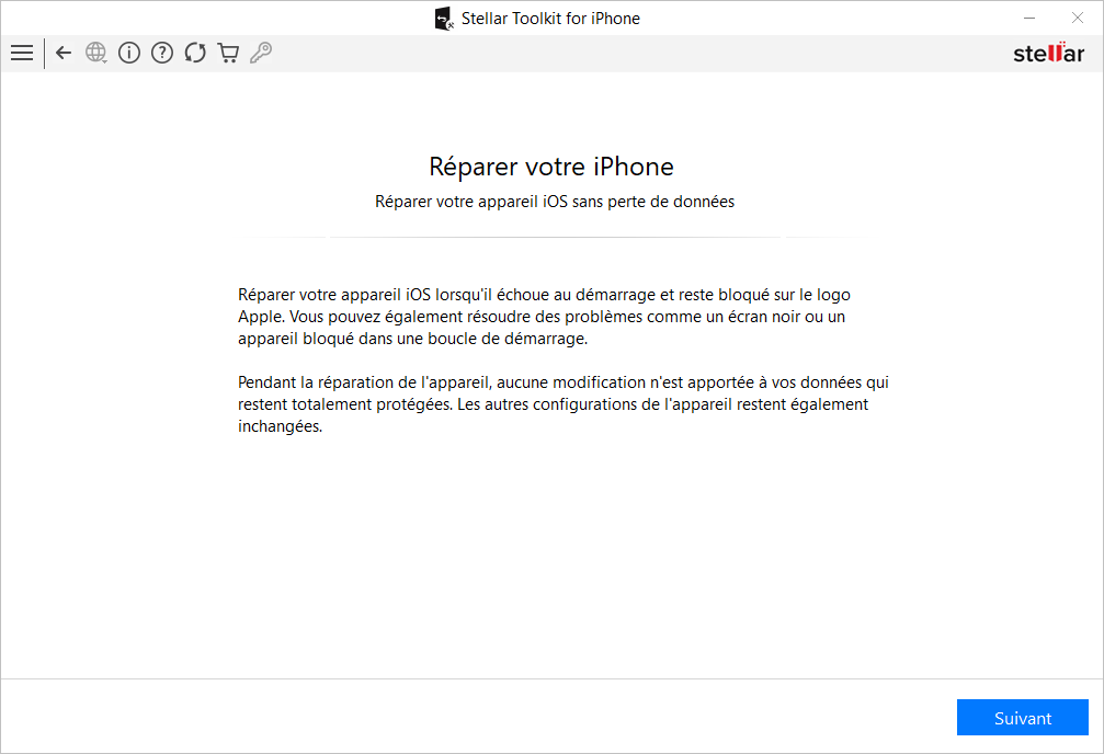 Sur l'écran Réparer iPhone