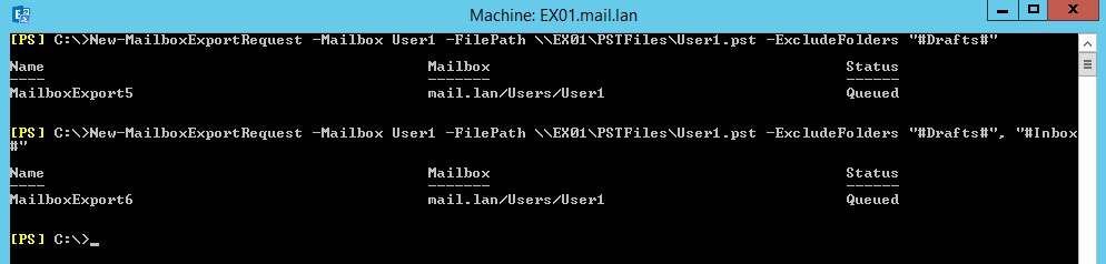 New-MailboxExportRequest Powershell Command in Exchange Server