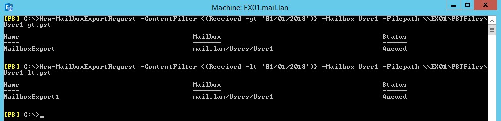 New-MailboxExportRequest Powershell Command in Exchange Server