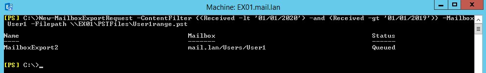 New-MailboxExportRequest Powershell Command in Exchange Server