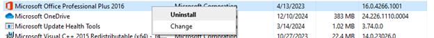 Right-click on Microsoft Office