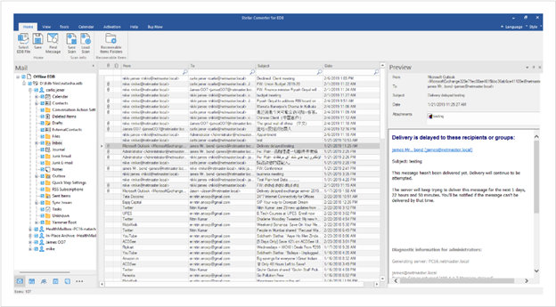 he tool will start scanning the EDB file