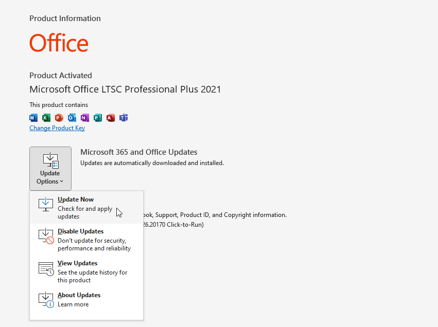 Update Outlook