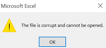 File is corrupt and cannot be opened