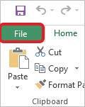Click on File in the ribbon