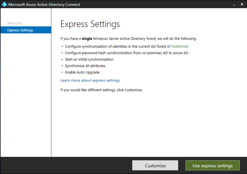 choose Use express settings