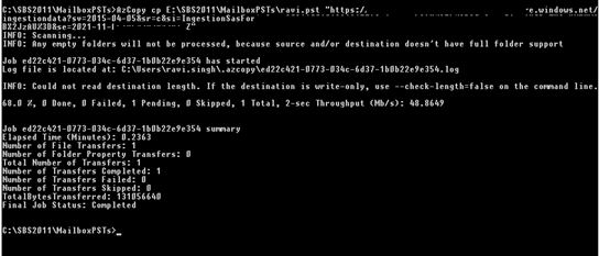 Command for upload single or multiple PSTs by adding the complete file path