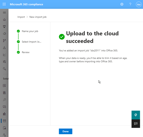 file will be added for import jobs in Office 365