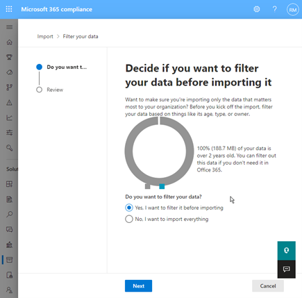 click Import to Office 365