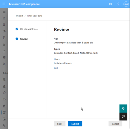 Review the filters and click Submit