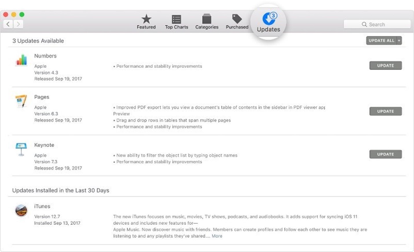Click on the updates available
