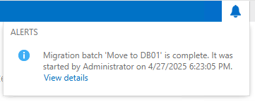 move request will receive an email with the operation outcome