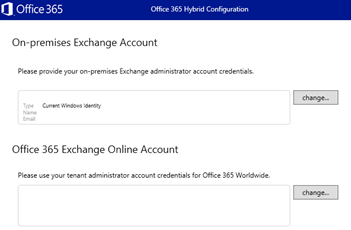 Provide both the on-premises and Office 365 credentials