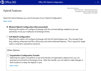 Select the Minimal Hybrid Configuration