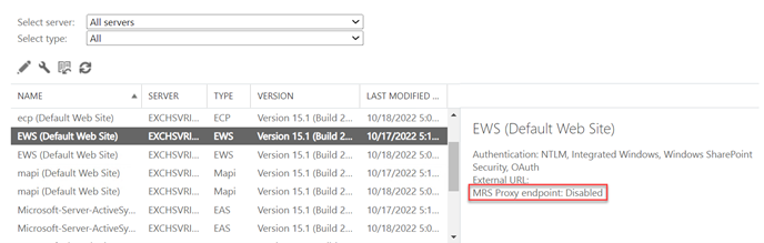 Select the EWS from the list