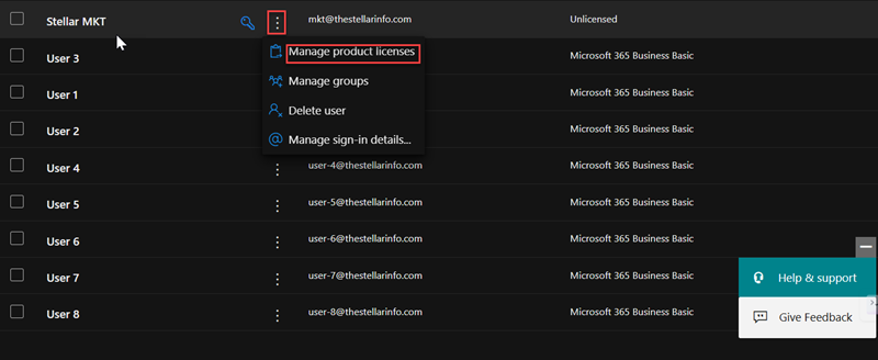 select Manage product licenses
