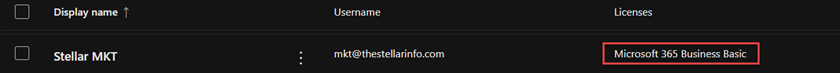 license is assigned to the user