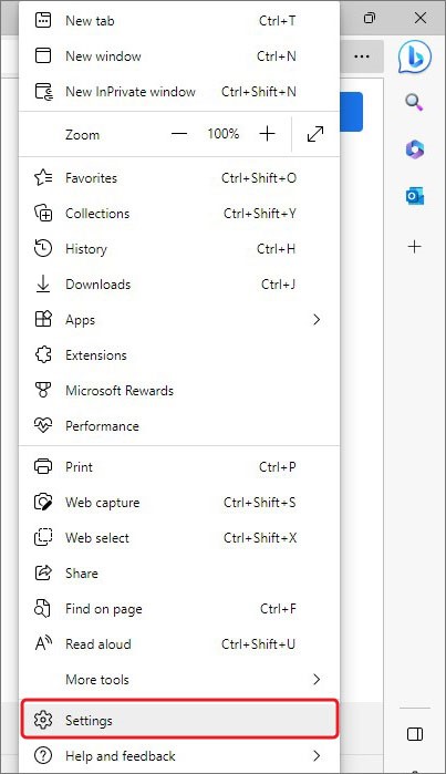 click on Settings