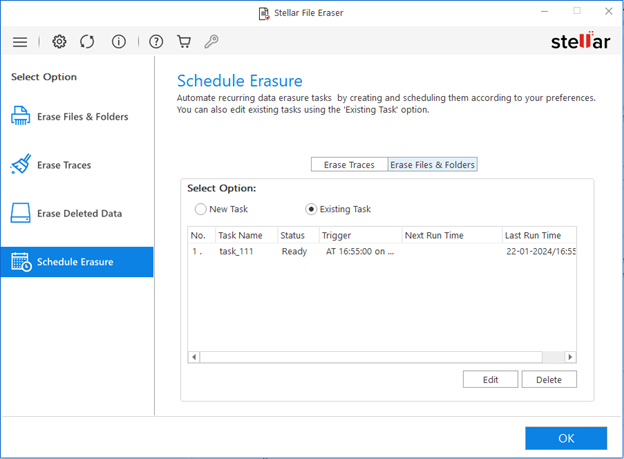 Use Schedule Erasure 