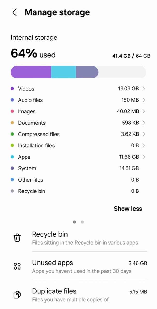 Manage Internal storage 