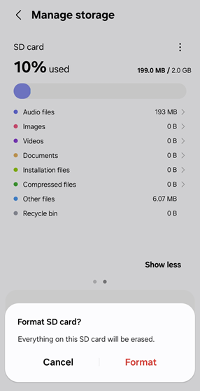 format the SD card