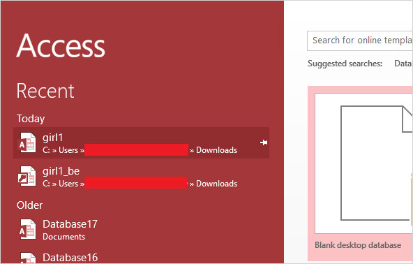 Click on Open and browse for the problematic database file