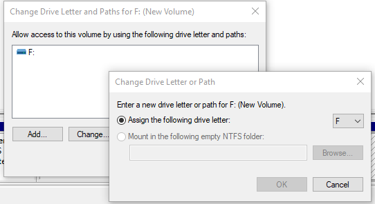 Assign new drive letter to SD card 