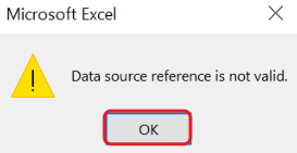 Data source reference is not valid error