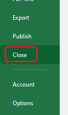 click on File > Close to close the workbook