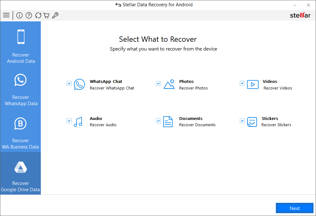 select Recover from Google Drive